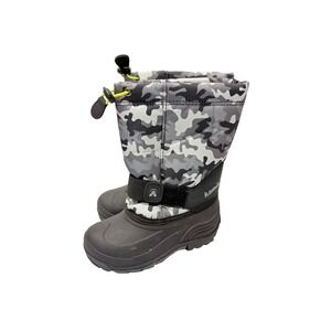Kamik Snow Boots Kids Size 10 Gray Camo Waterproof Insulated Winter Boots